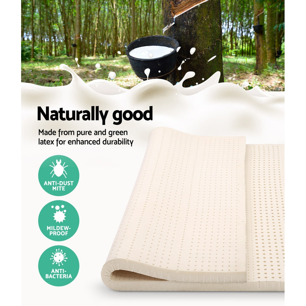 Giselle Queen Latex Mattress Topper 7.5cm Breathable Anti-Bacterial