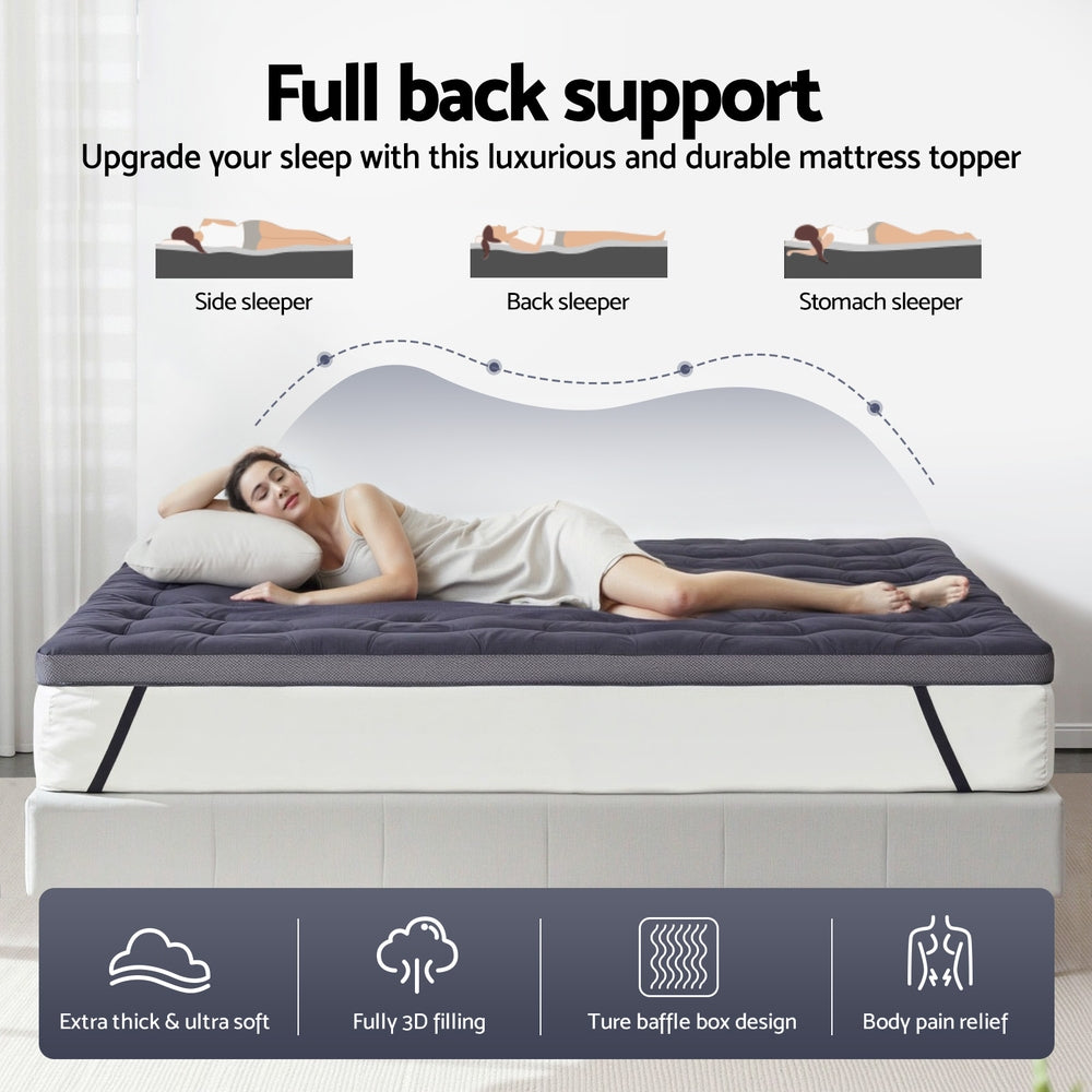 Giselle King Mattress Topper Pillowtop Bamboo Charcoal 5cm