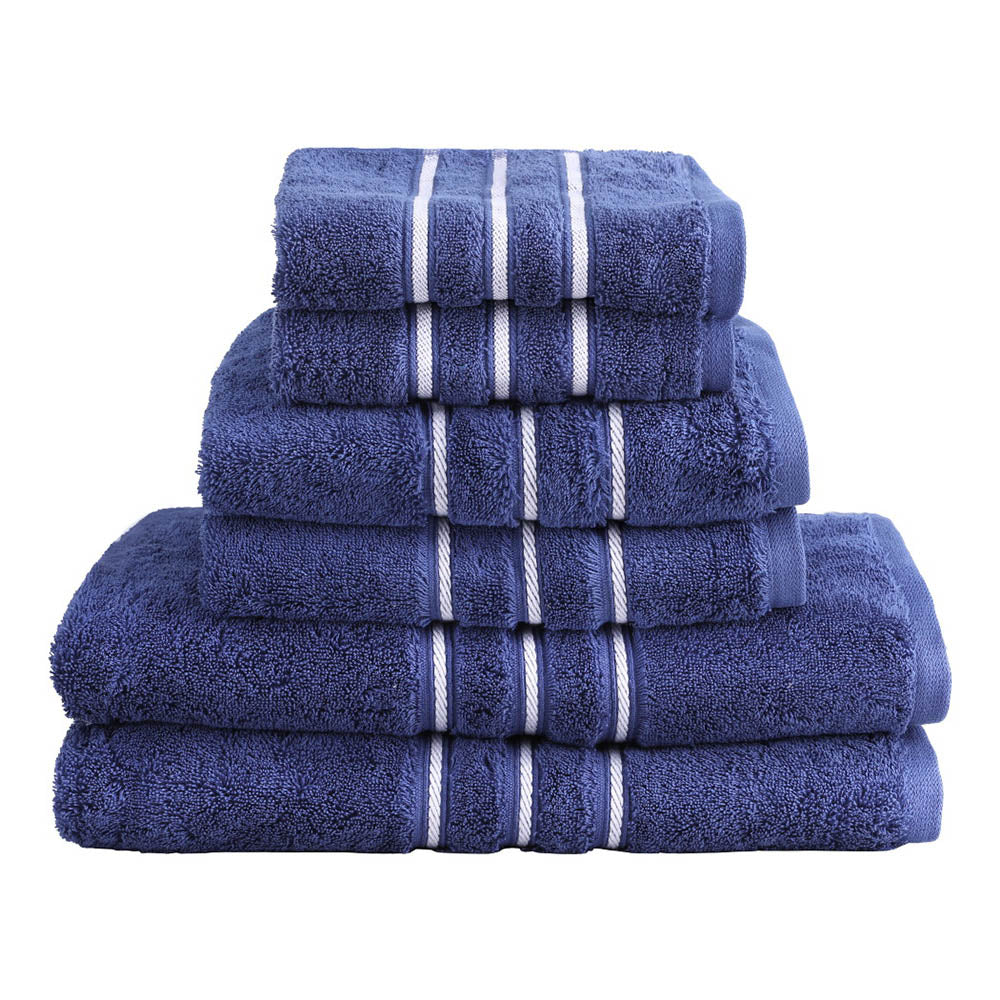 Navy Cotton Bath Towel Set 6-Pack 650GSM