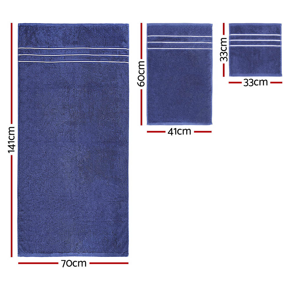 Navy Cotton Bath Towel Set 6-Pack 650GSM