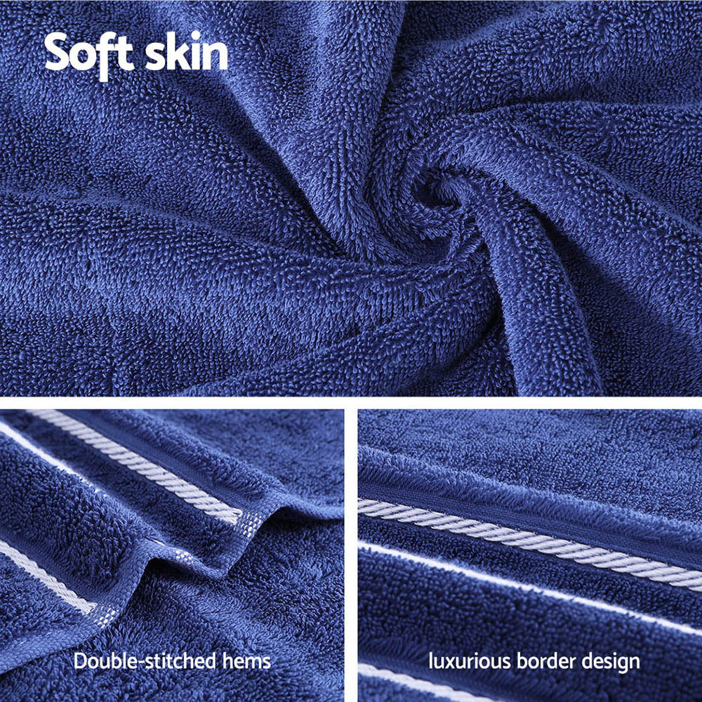 Navy Cotton Bath Towel Set 6-Pack 650GSM