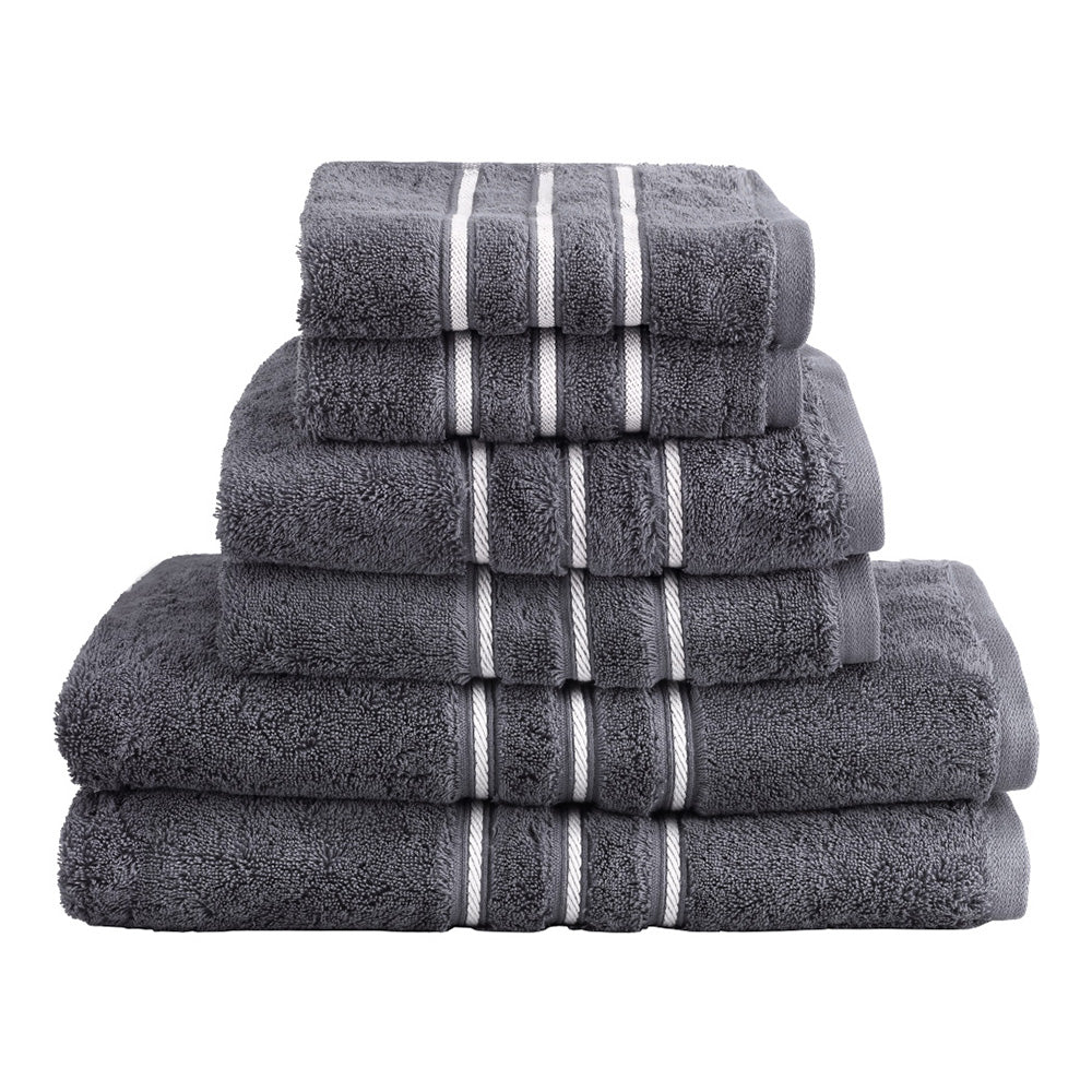 6 Piece 100% Cotton Bath Towel Set 650GSM Grey