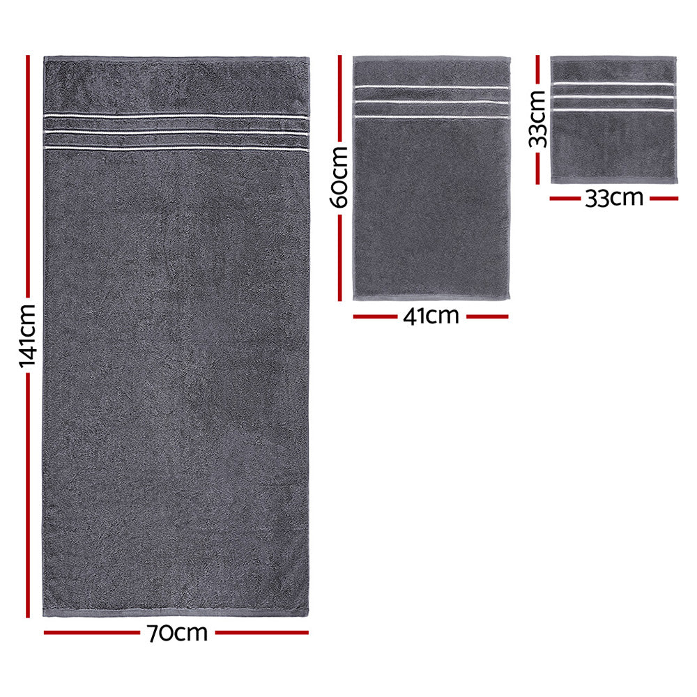6-Piece Cotton Bath Towel Set 650GSM Grey