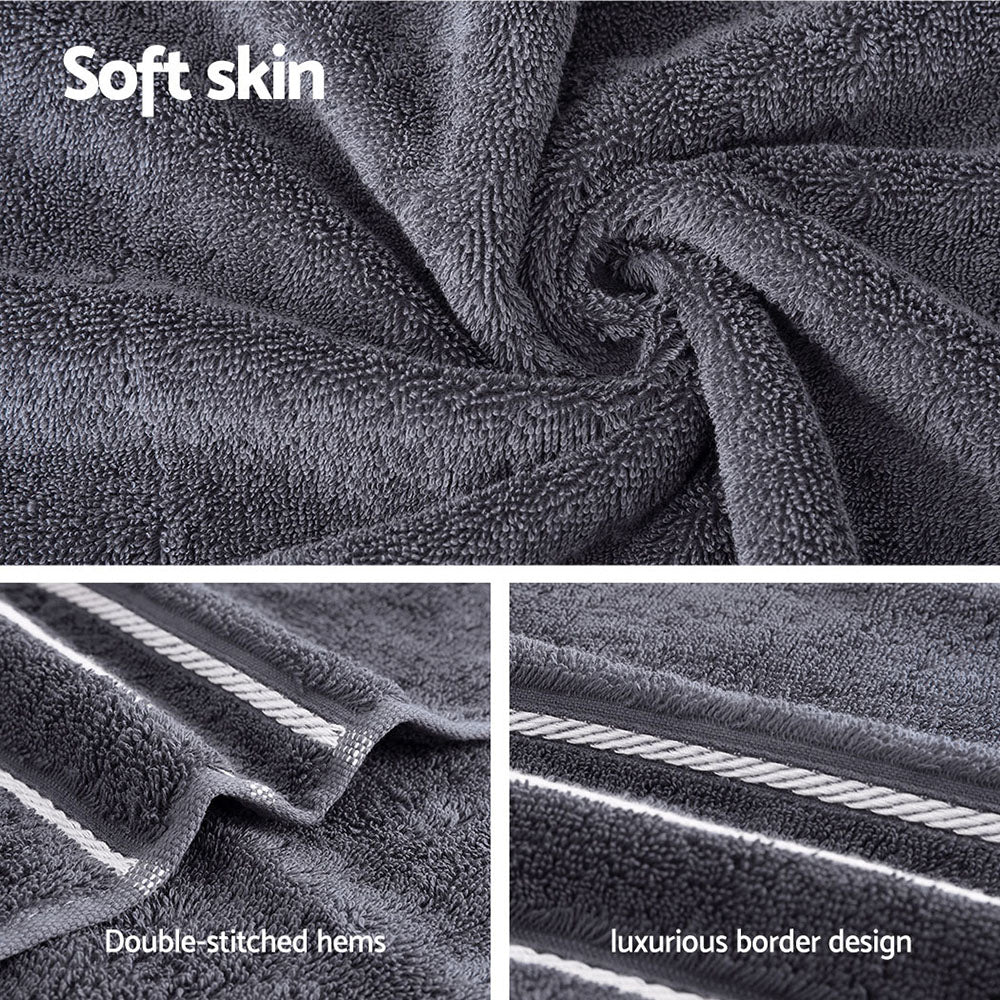 6-Piece Cotton Bath Towel Set 650GSM Grey