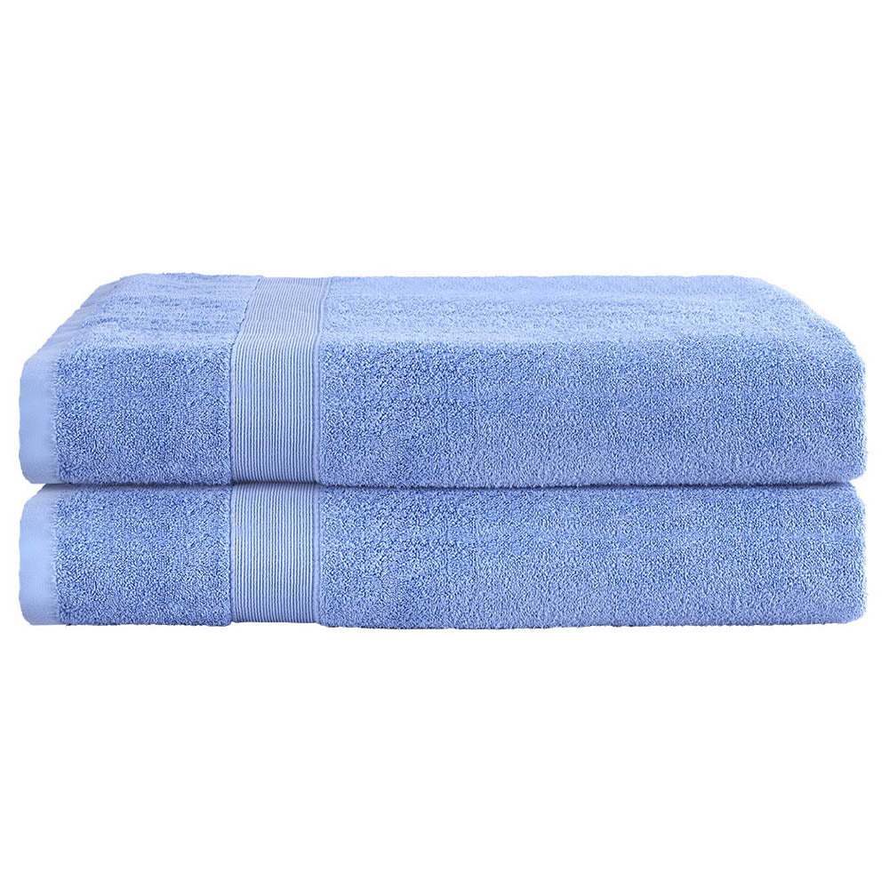 2 Piece Cotton Bath Sheet Set Extra Large Towels Blue