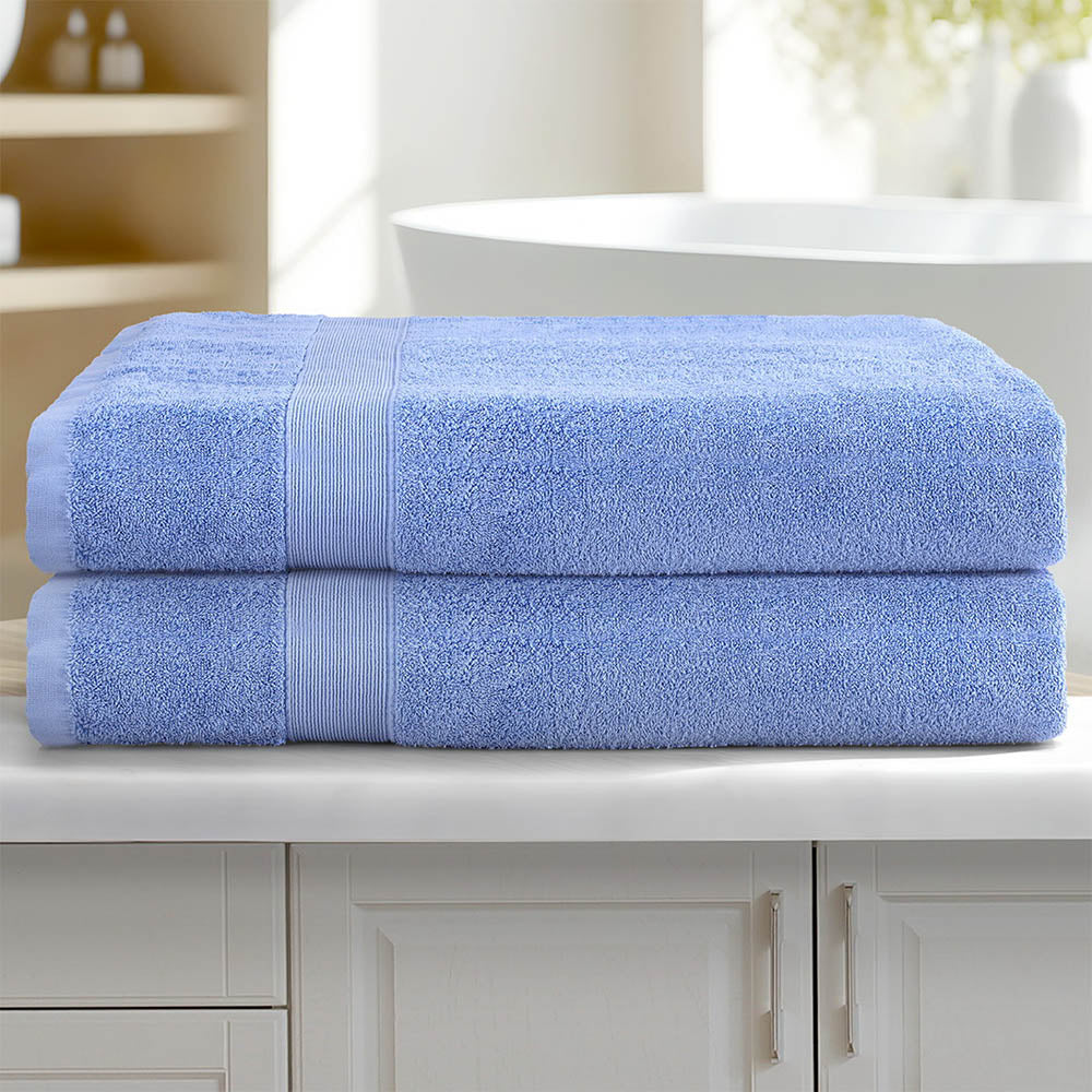 Blue Cotton Bath Sheets Set 2-Pack Extra Large Towels