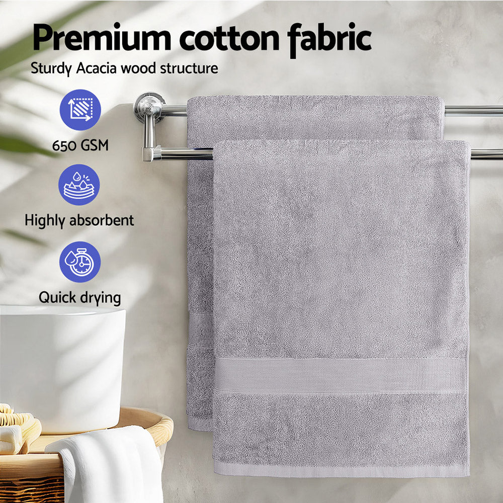 2-Pack Extra Large Cotton Bath Sheets 550GSM Grey