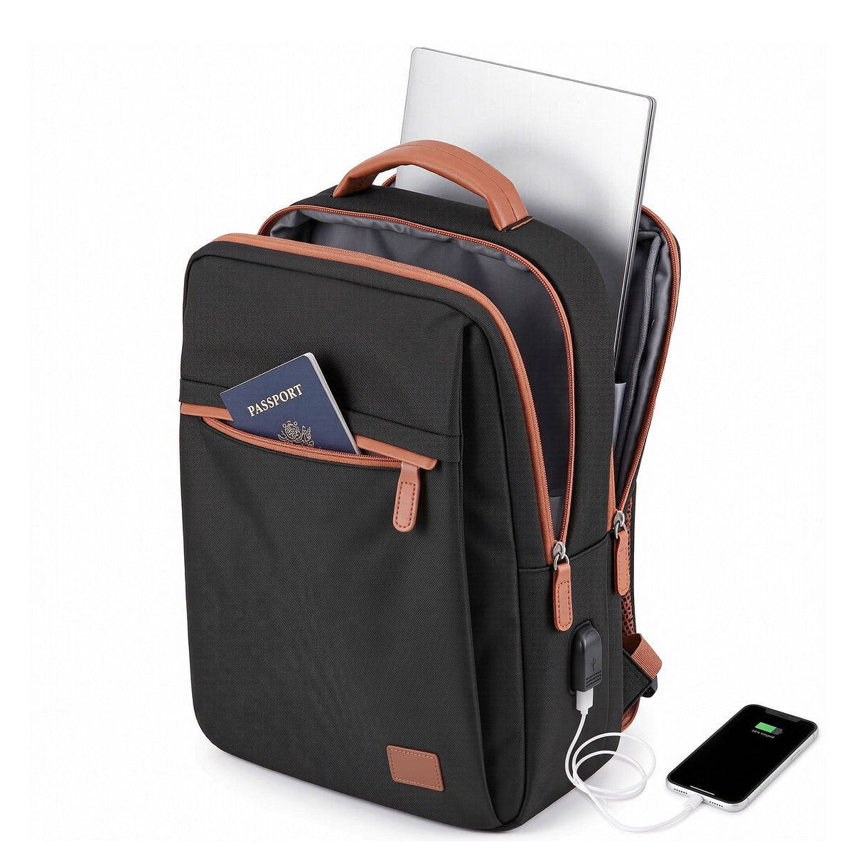 Wanderlite 20L Travel Laptop Backpack Carry On Work Bag with USB Port for Airlines Outdoor Business Black