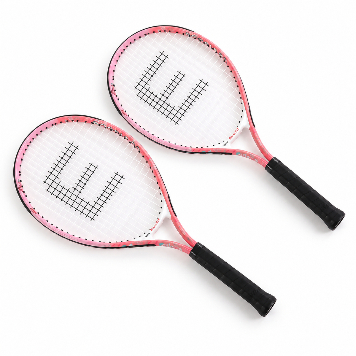 Everfit 23 Inch Tennis Racket Set of 2 Pack Lightweight Cushioned Grip Pink