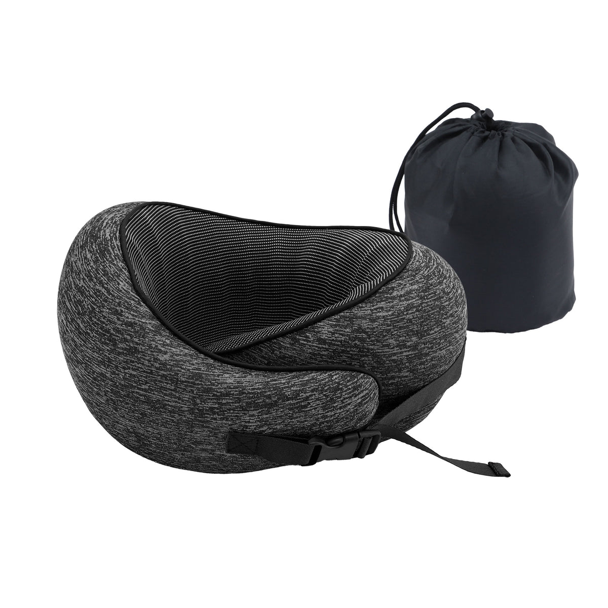 Wanderlite Memory Foam Travel Neck Pillow, Washable Cover, Dark Grey
