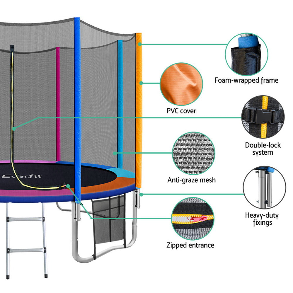 Everfit 10FT Kids Trampoline Rebounder Safety Net Blue