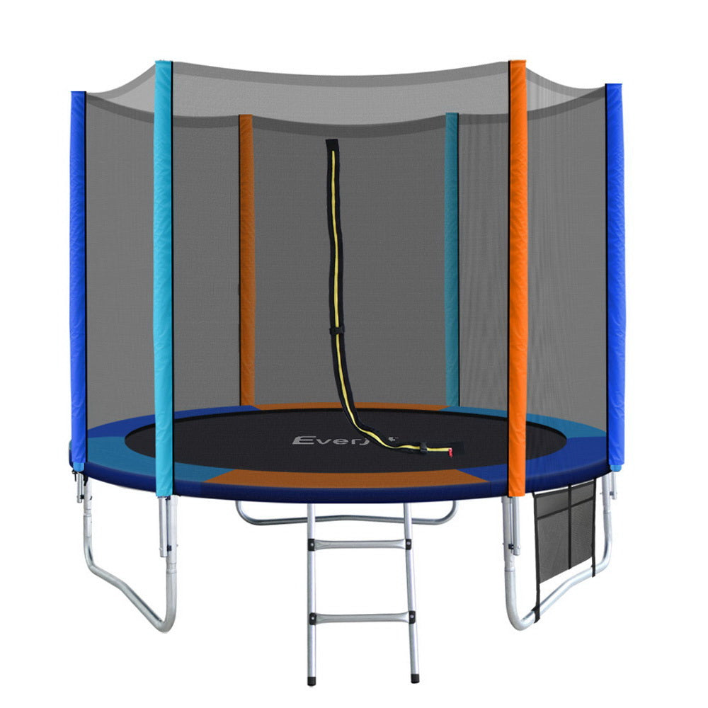 Everfit 8FT Kids Trampoline Round Safety Net Ladder