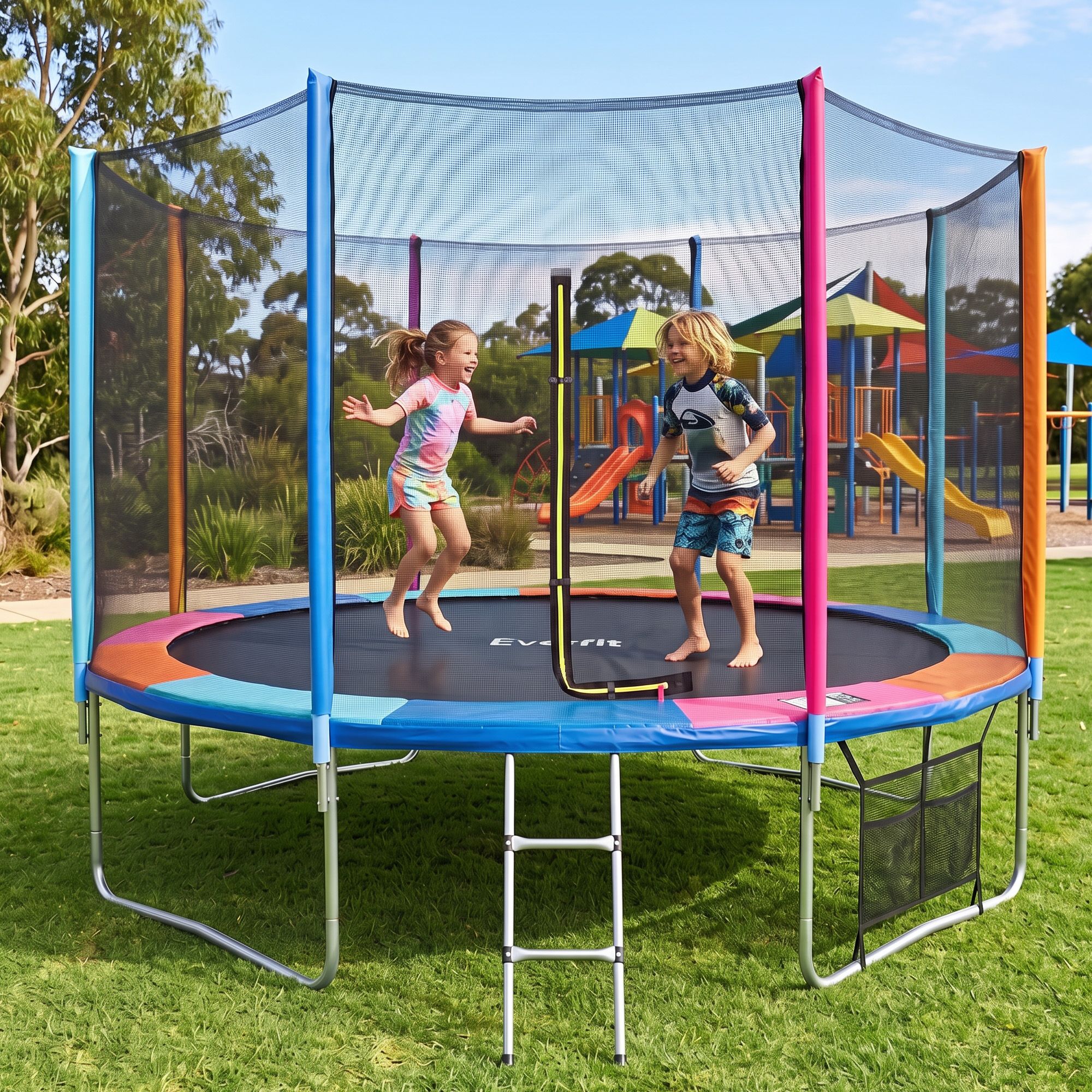 Everfit 14FT Kids Trampoline Rebounder with Enclosure Net Storage Bag