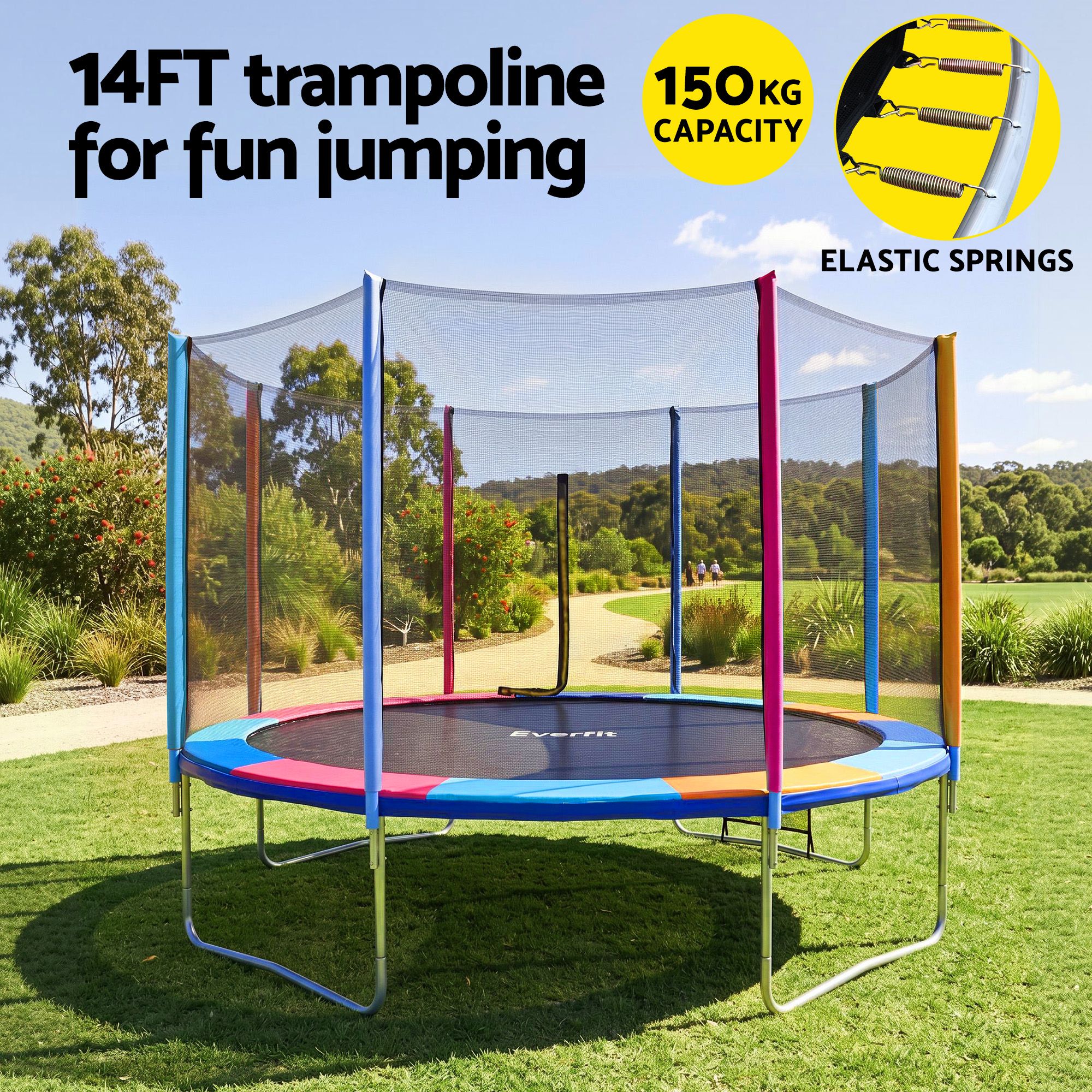 Everfit 14FT Kids Trampoline Rebounder with Enclosure Net Storage Bag