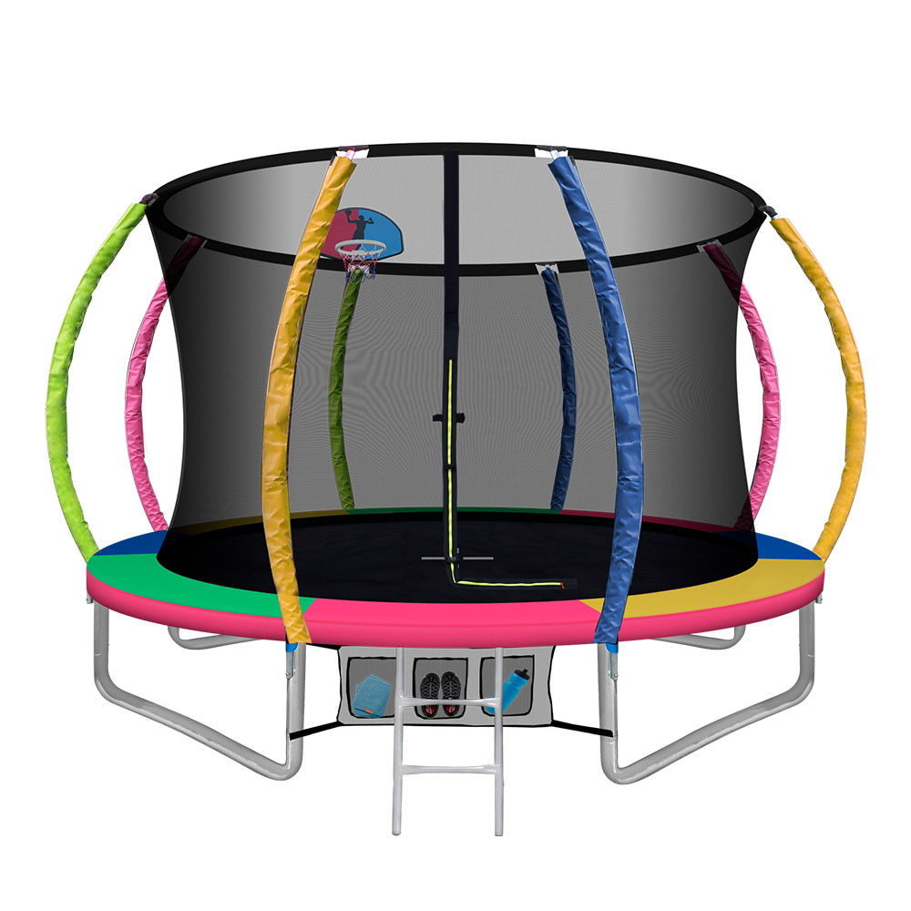 Everfit 10ft Kids Trampoline Ladder Enclosure Safety Net Rebounder Multi-Color