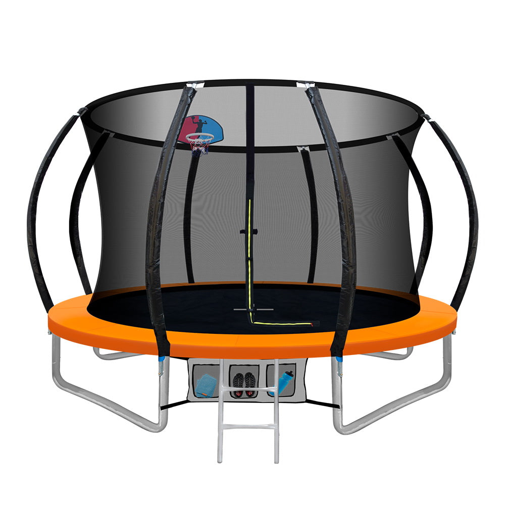 Everfit 10FT Kids Trampoline Ladder Safety Net Orange