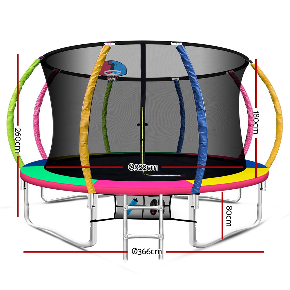 Everfit 12ft Kids Trampoline Rebounder with Basketball Set