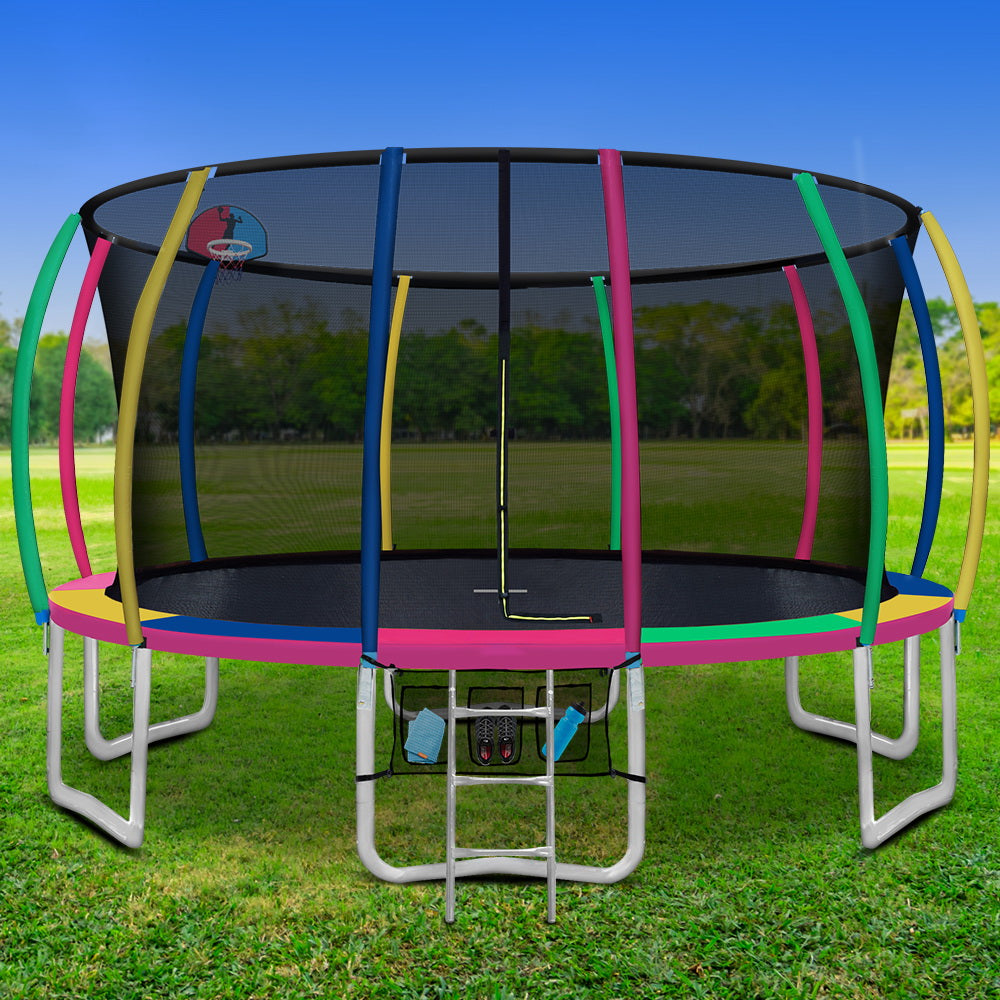 Everfit 16FT Kids Trampoline Ladder Enclosure Safety Net Multicolour