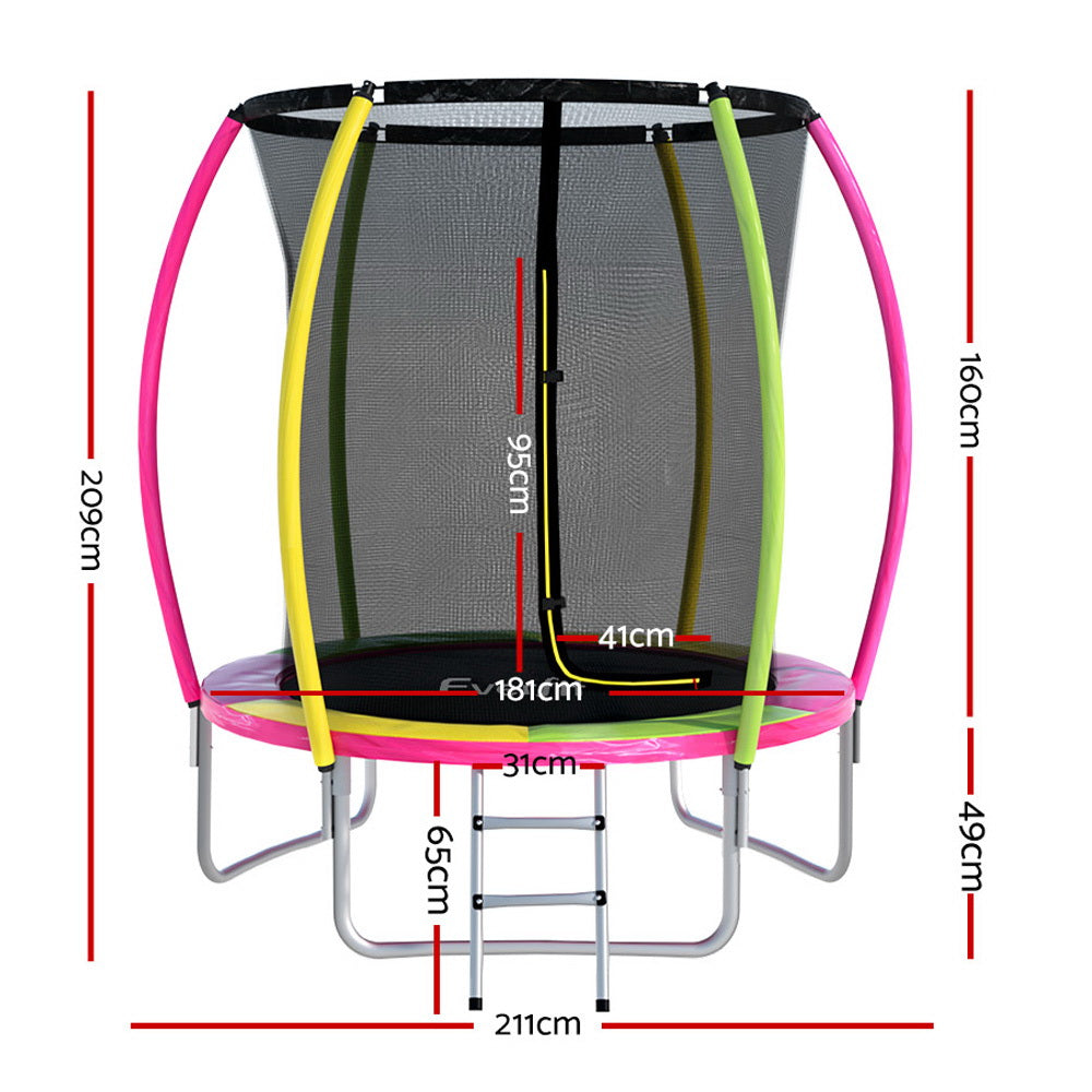 Everfit 6ft Kids Trampoline Rebounder Safety Netting Multi-Colour