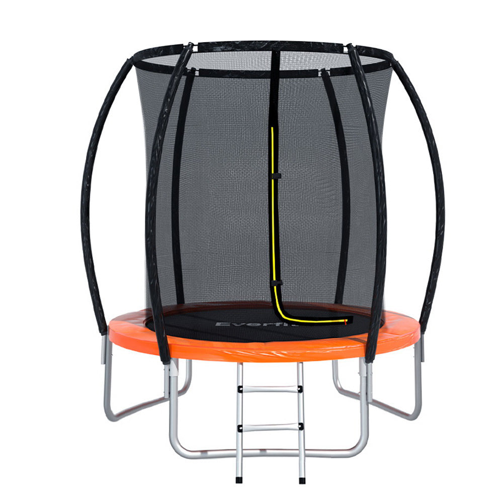 Everfit 6FT Kids Trampoline Orange Safety Net Ladder