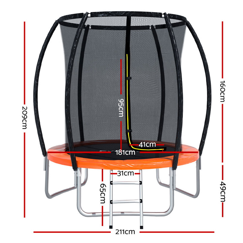 Everfit 6FT Kids Trampoline Orange Safety Net Ladder