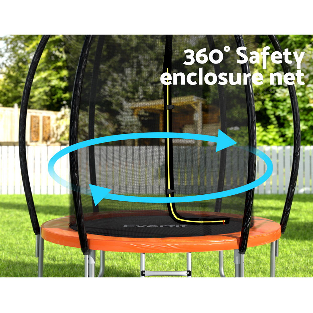 Everfit 6FT Kids Trampoline Orange Safety Net Ladder