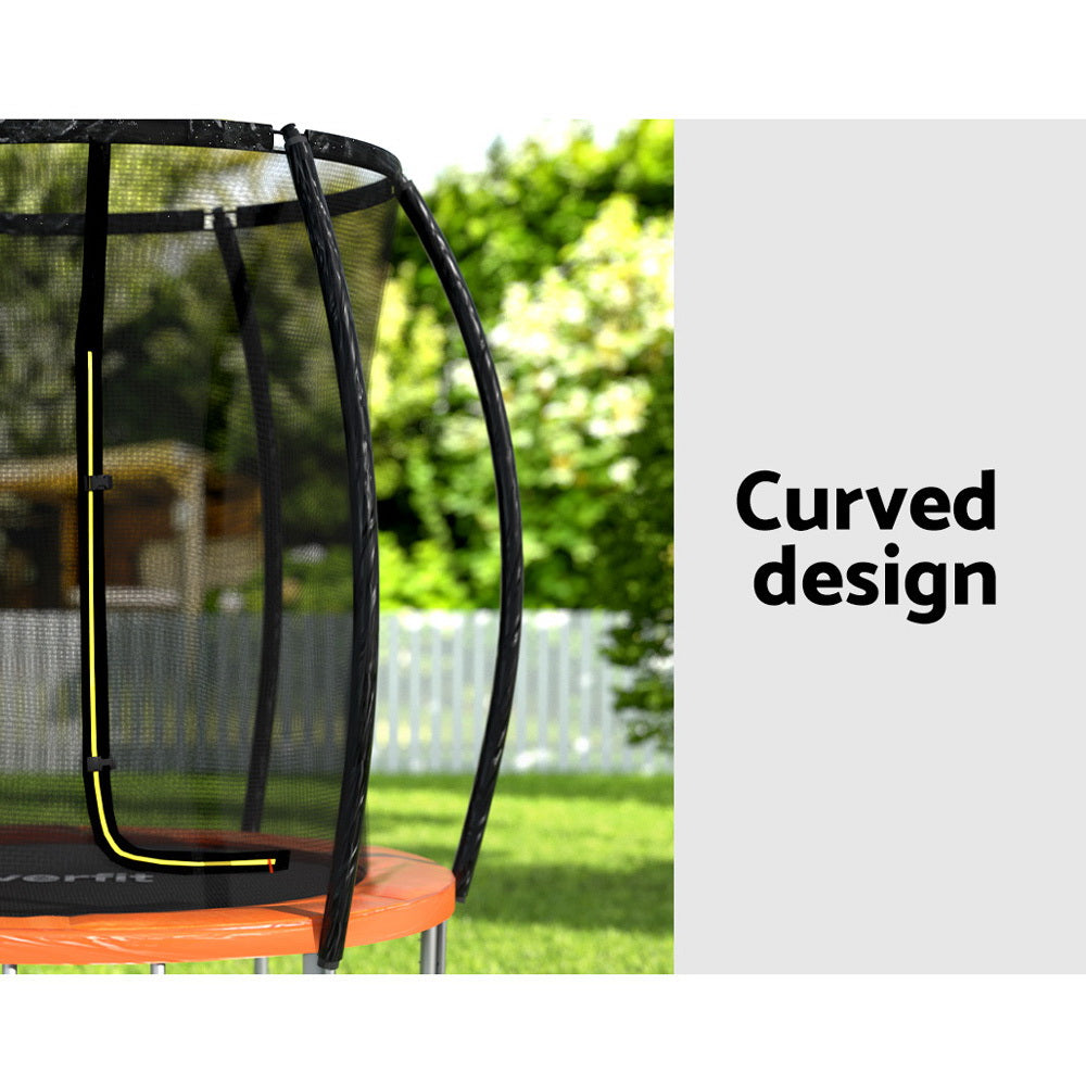 Everfit 6FT Kids Trampoline Orange Safety Net Ladder