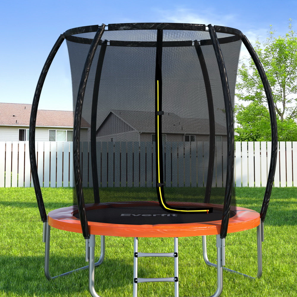 Everfit 6FT Kids Trampoline Orange Safety Net Ladder