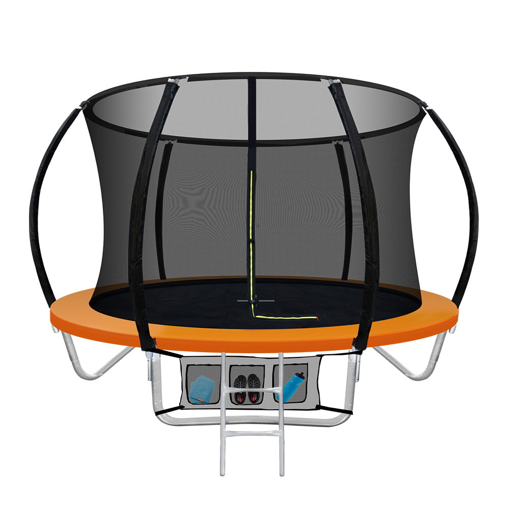 Everfit 8FT Kids Trampoline Ladder Enclosure Safety Net Orange