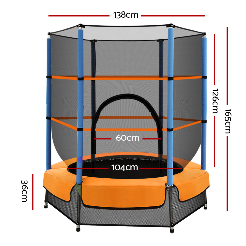 Everfit 4.5FT Kids Trampoline Safety Net Orange