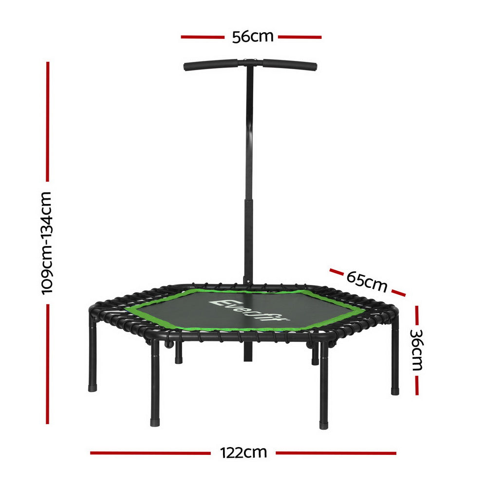 Everfit 48" Hexagon Fitness Trampoline Rebounder Adjustable Handrail Green