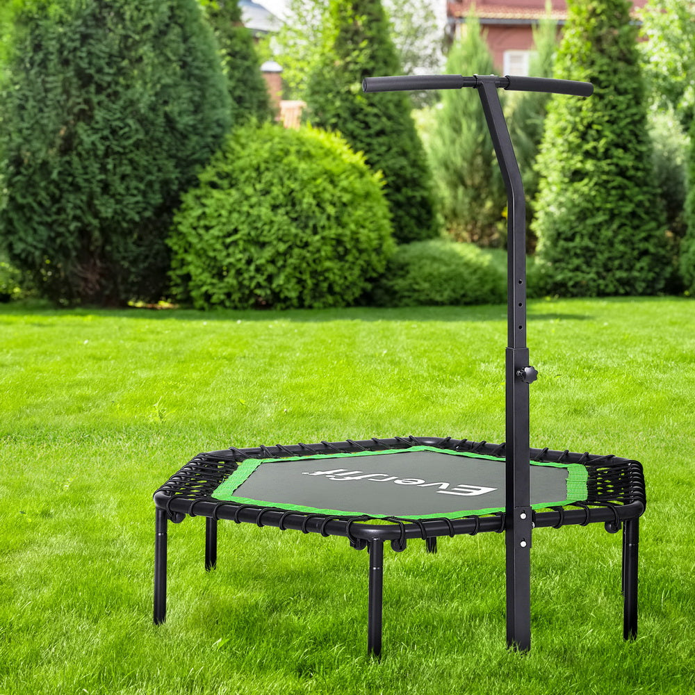 Everfit 48" Hexagon Fitness Trampoline Rebounder Adjustable Handrail Green