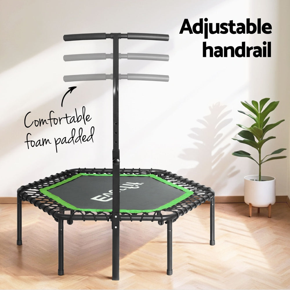 Everfit 48" Hexagon Fitness Trampoline Rebounder Adjustable Handrail Green