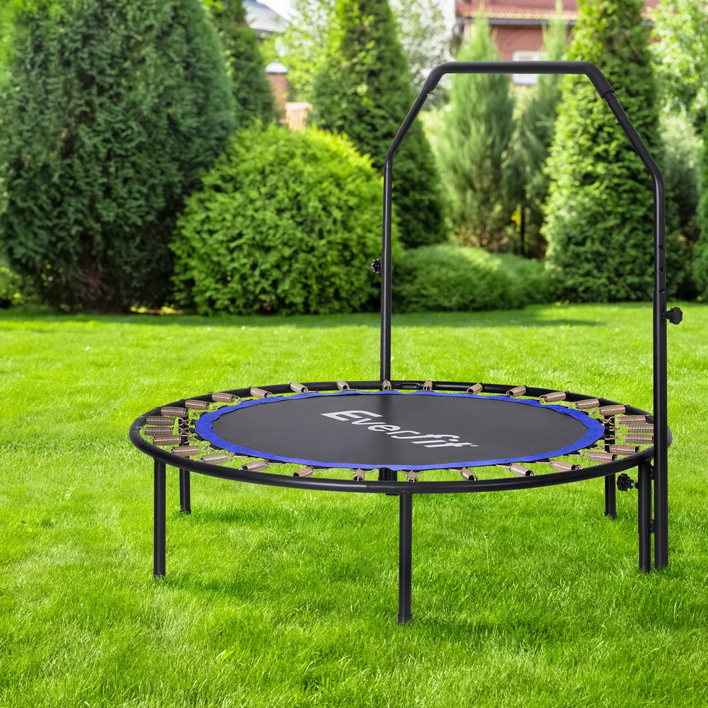 Everfit 48" Round Fitness Trampoline Adjustable Handrail Blue