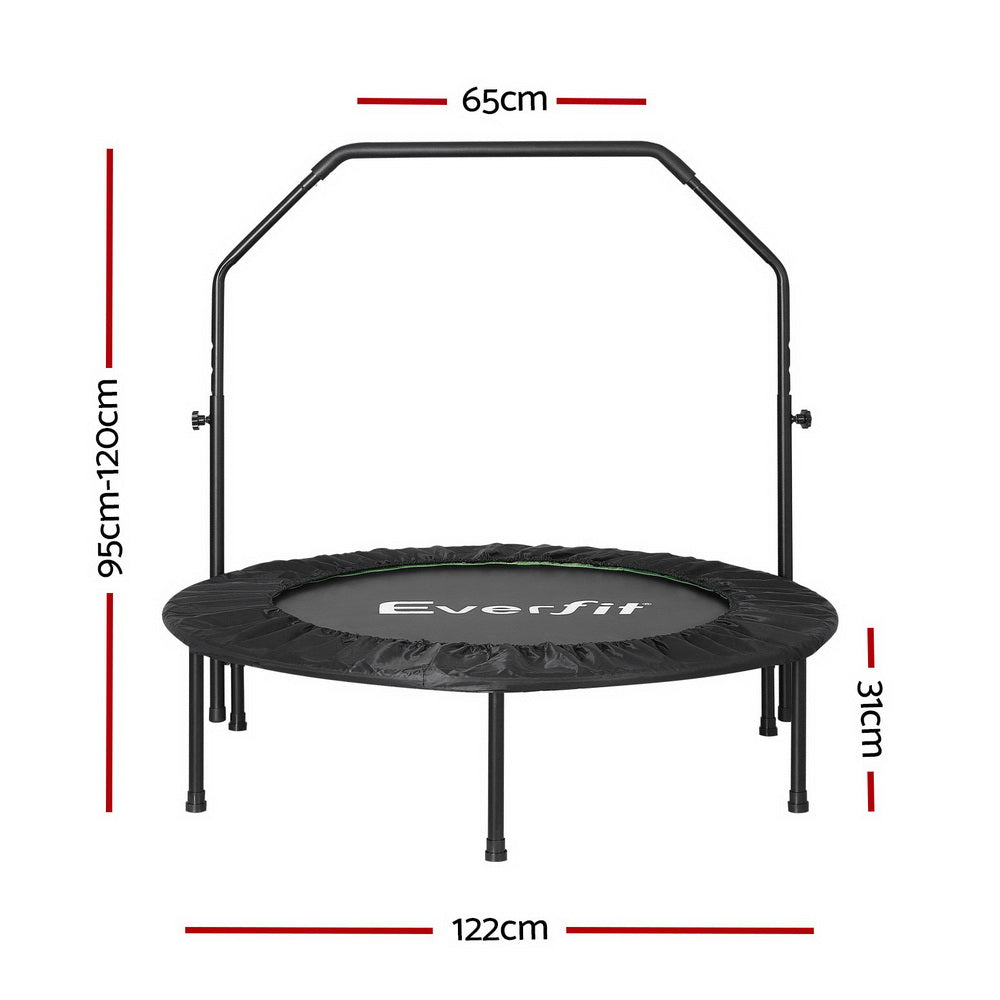 Everfit 48" Round Fitness Trampoline Adjustable Handrail Green