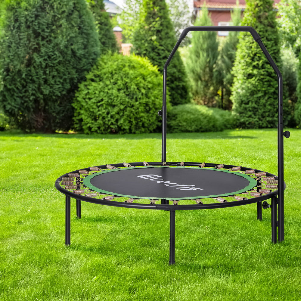 Everfit 48" Round Fitness Trampoline Adjustable Handrail Green