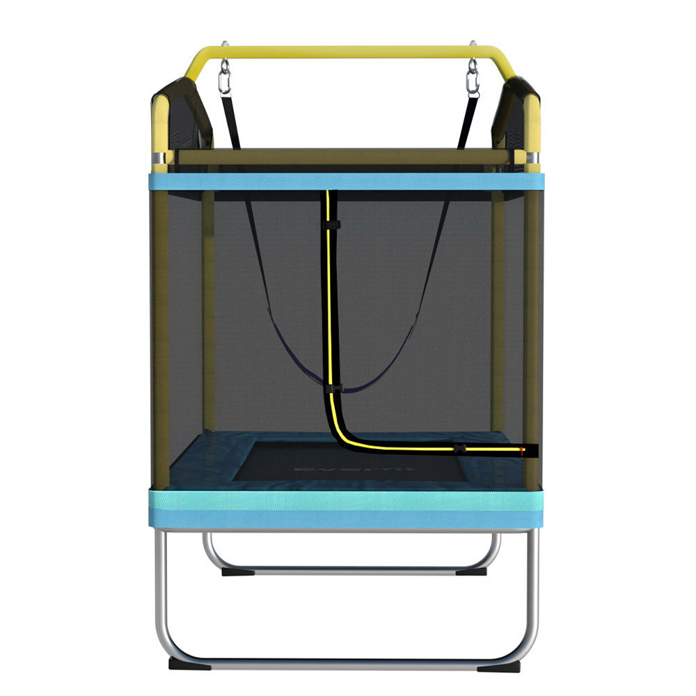 Everfit 6FT Kids Trampoline Rectangle Yellow Safety Net Swing