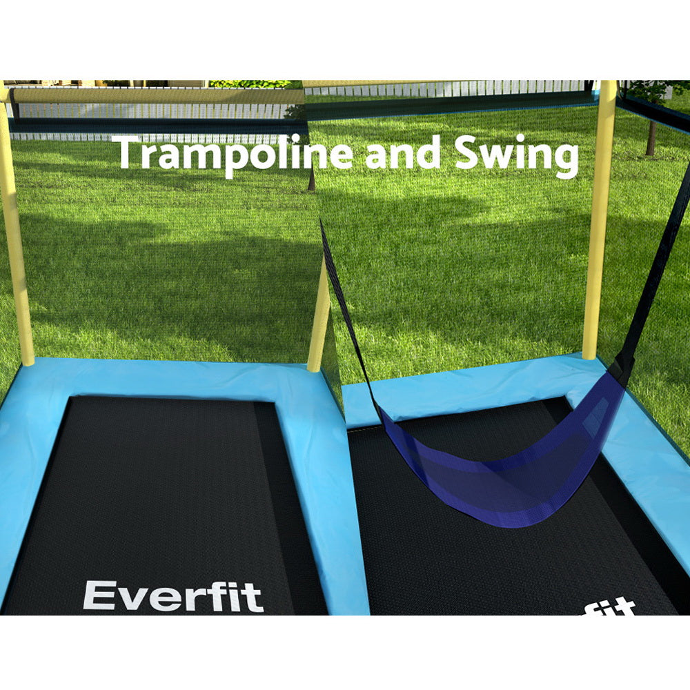 Everfit 6FT Kids Trampoline Rectangle Yellow Safety Net Swing