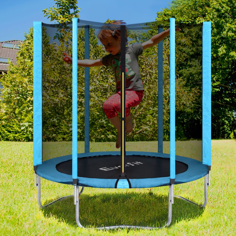 Everfit 6FT Kids Trampoline With Safety Net Pad Round Blue
