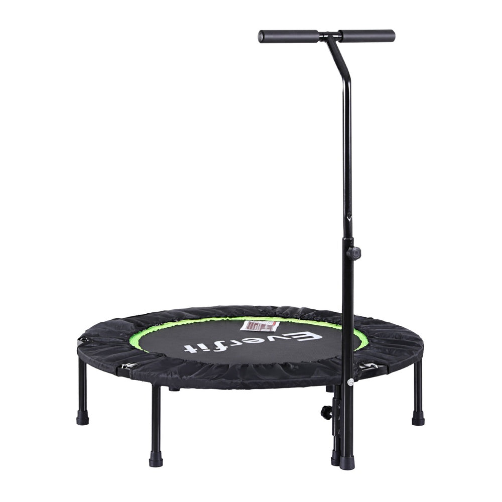 Everfit 40" Foldable Fitness Trampoline Rebounder Green/Black with Handrail