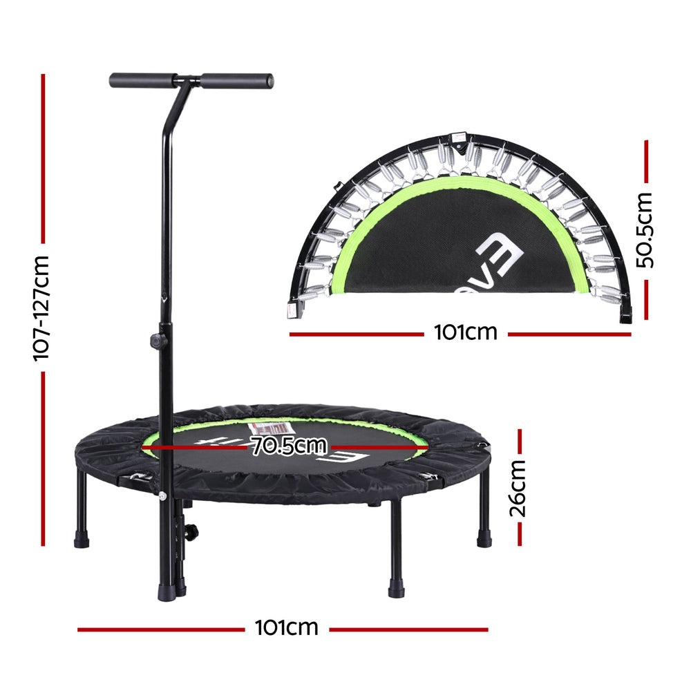Everfit 40" Foldable Fitness Trampoline Rebounder Green/Black with Handrail
