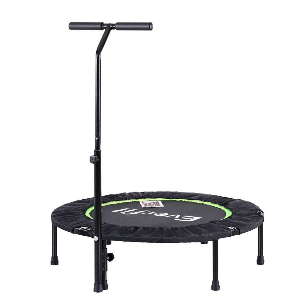 Everfit 40" Foldable Fitness Trampoline Rebounder Green/Black with Handrail