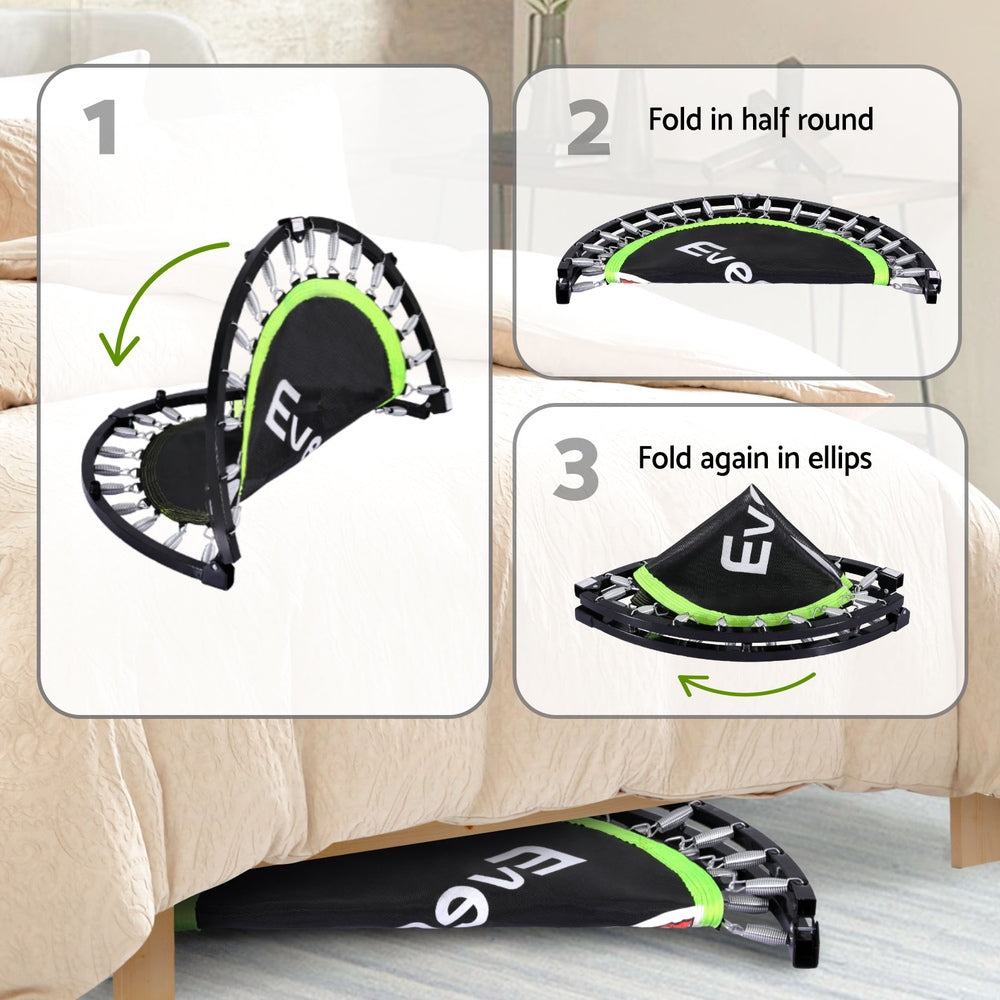 Everfit 40" Foldable Fitness Trampoline Rebounder Green/Black with Handrail