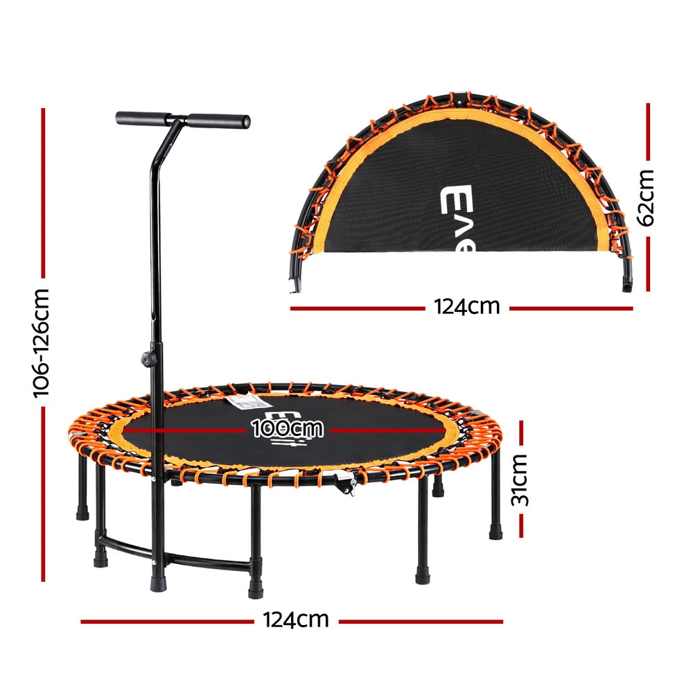 Everfit 48" Foldable Fitness Trampoline Rebounder Home Gym Handrail Orange/Black