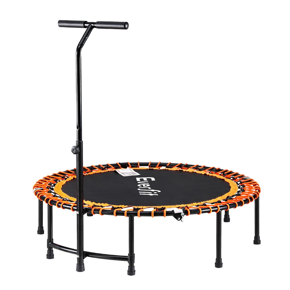 Everfit 48" Foldable Fitness Trampoline Rebounder Home Gym Handrail Orange/Black