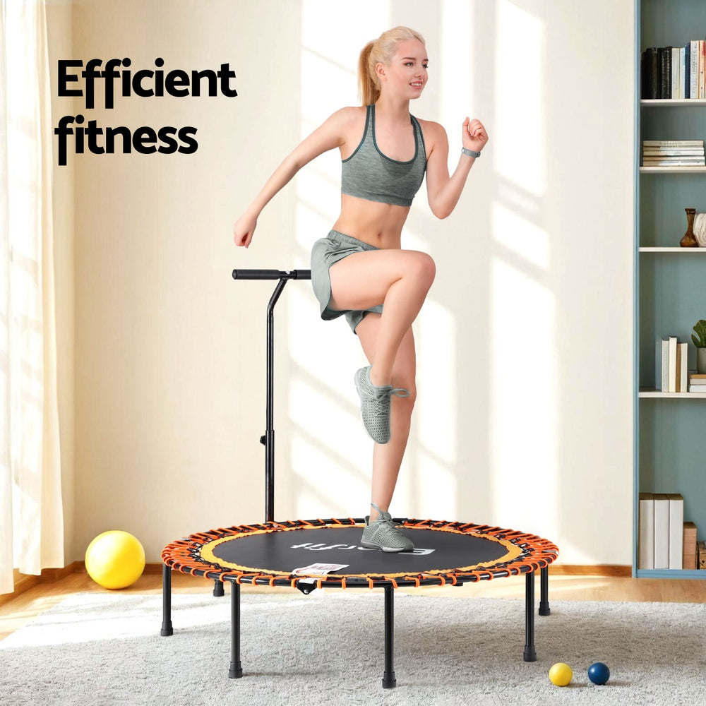 Everfit 48" Foldable Fitness Trampoline Rebounder Home Gym Handrail Orange/Black