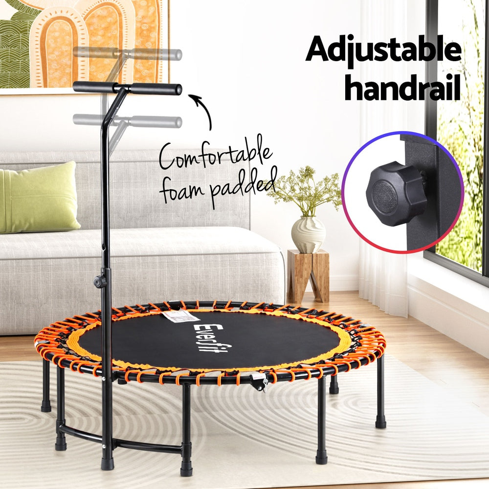 Everfit 48" Foldable Fitness Trampoline Rebounder Home Gym Handrail Orange/Black