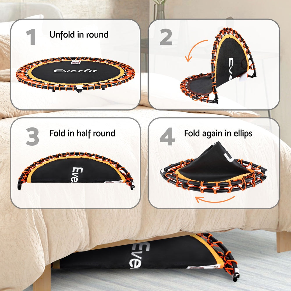 Everfit 48" Foldable Fitness Trampoline Rebounder Home Gym Handrail Orange/Black