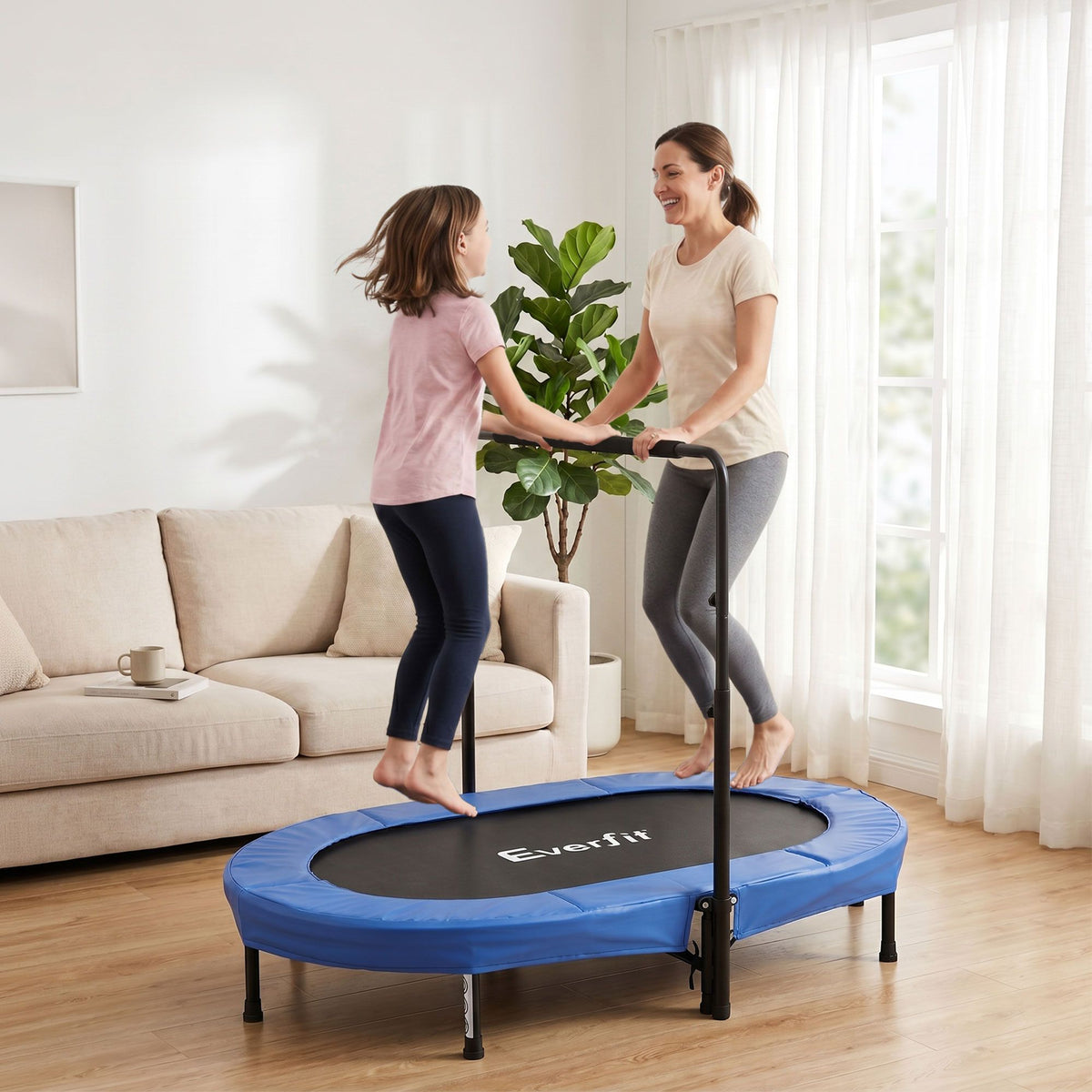 Everfit 56-Inch Oval Fitness Trampoline Foldable Indoor Rebounder