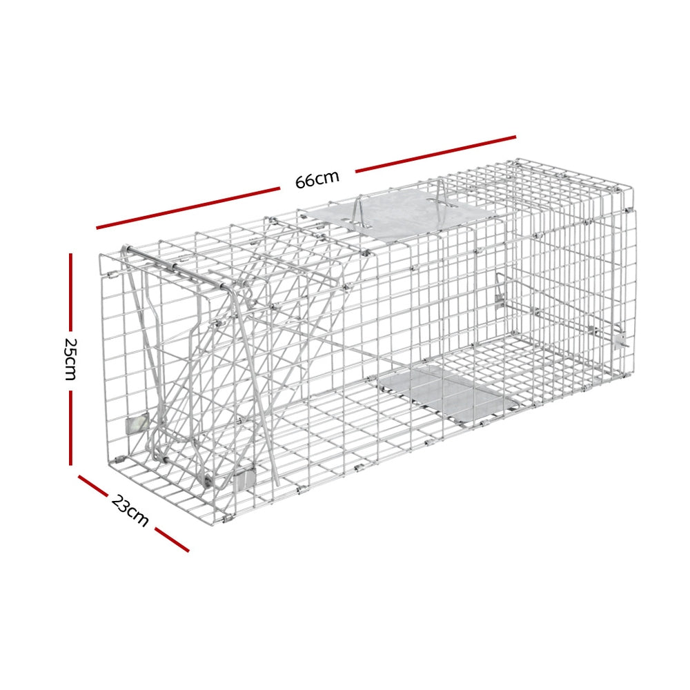 Gardeon Large Humane Animal Trap Cage 66x23cm Silver